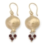 Gold-Plated Dangling Pomegranate Earrings with Stones - Color Option - 1