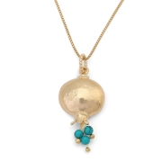 Gold-Plated Pomegranate and Chain Necklace with Stones - Color Option