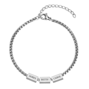 Stainless Steel English/Hebrew Dad Bracelet with Charms
