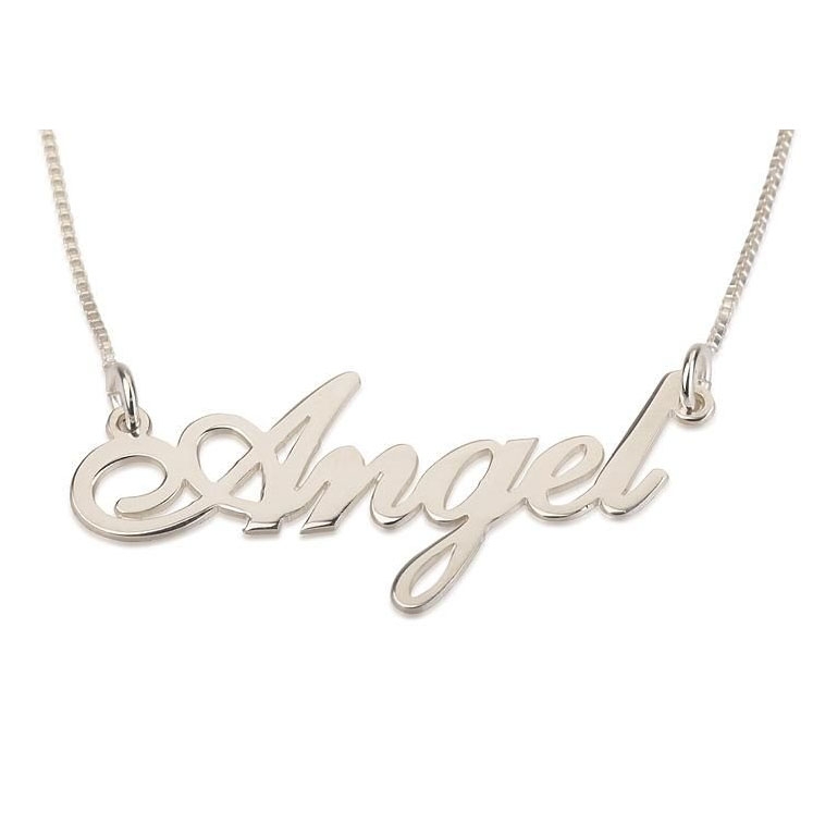 Sterling Silver Name Necklace in English - Angel Script, Jewelry