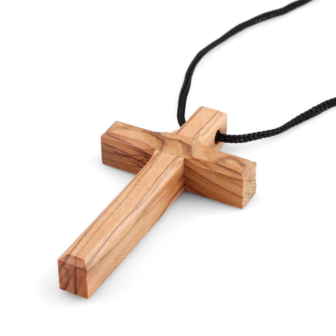 Latin Cross Wood Necklace with Cord